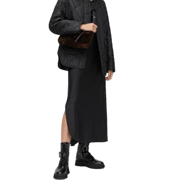 ALLSAINTS Womens 2 Black Foxi Liner Jacket AS354159R Front Button Italian Cloth - Picture 4 of 11